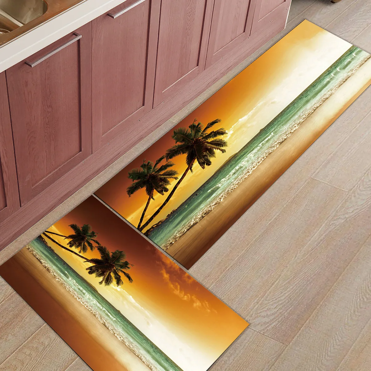 

Sunset Beach Coconut Tree Wave Boot Shoes Scraper Accessory Sets Floor Carpets Area Runners Living Room Accent Rugs Door Mats