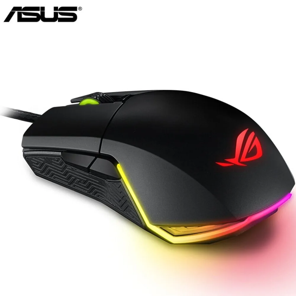 

ASUS ROG Pugio USB Wired Optical Mouse 7200dpi Gaming Mice Mouse Ergonomic Design For PC Laptop Notebook with RGB LED Lighting