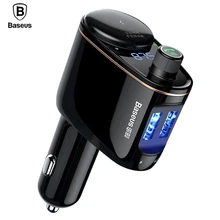 Baseus fm-передатчик Bluetooth V4.2 автомобильный комплект MP3 аудио плеер Поддержка Handsfree вызывающий модулятор 5V3. 4A двойной USB Автомобильное зарядное устройство