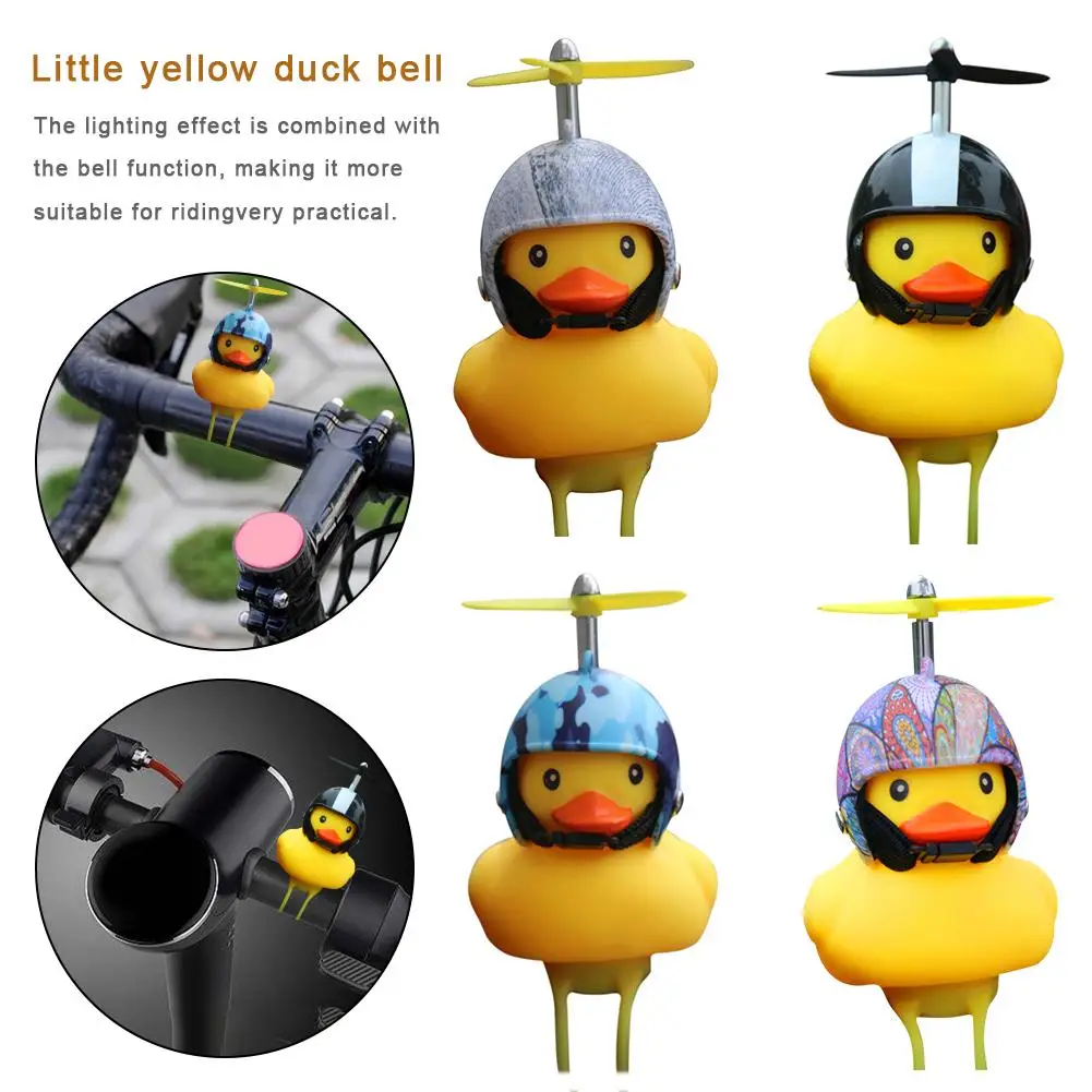 Bicycle Lights Bell Lovely Cute Duck Squeeze Helmet Propeller Handlebar Bell Light Horn Lamp For Toddler Children Adults