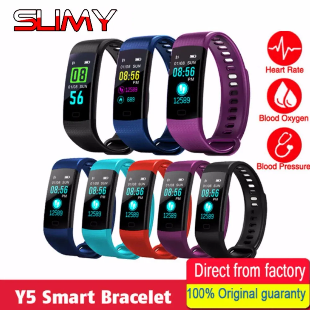 

Slimy Y5 Color Screen Smart Watch Heart Rate Blood Pressure Smartwatch Fitness Tracker Smart Bracelet for IOS Android PK Miband3
