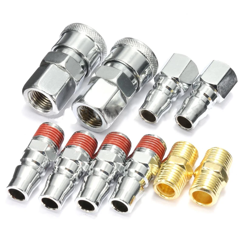 New 10Pcs 1/4" BSP Air Line Hose Compressor Fitting Connector Coupler Quick Release For Air