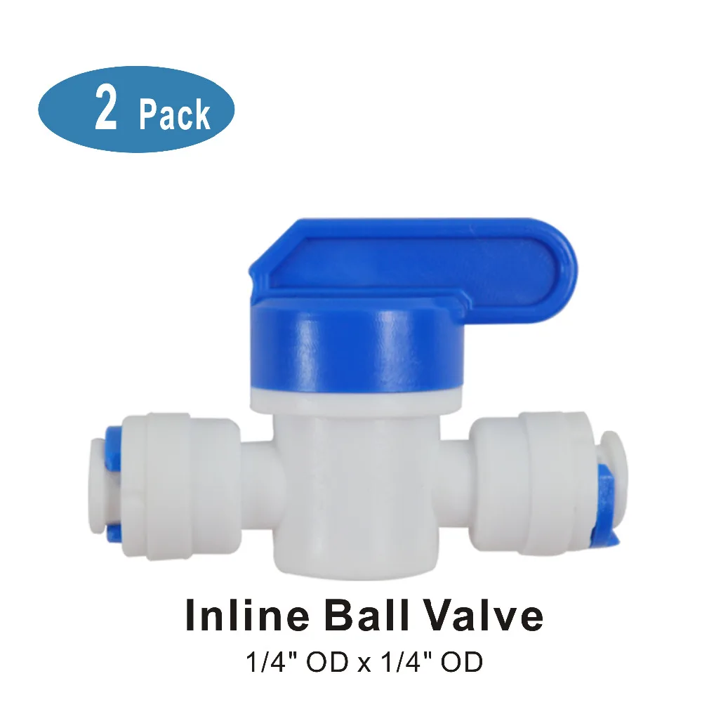 1 4 inline tap push on off hand ball valve quick connect fitting parts for water filters no leak technology pack of 2 1/4