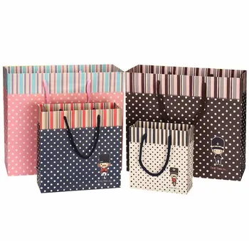

20 Pack Cute Dots Gift Paper Packaging Bag with Handle for Clothes Shoes Underwear Candy Chocolate in Party Wedding