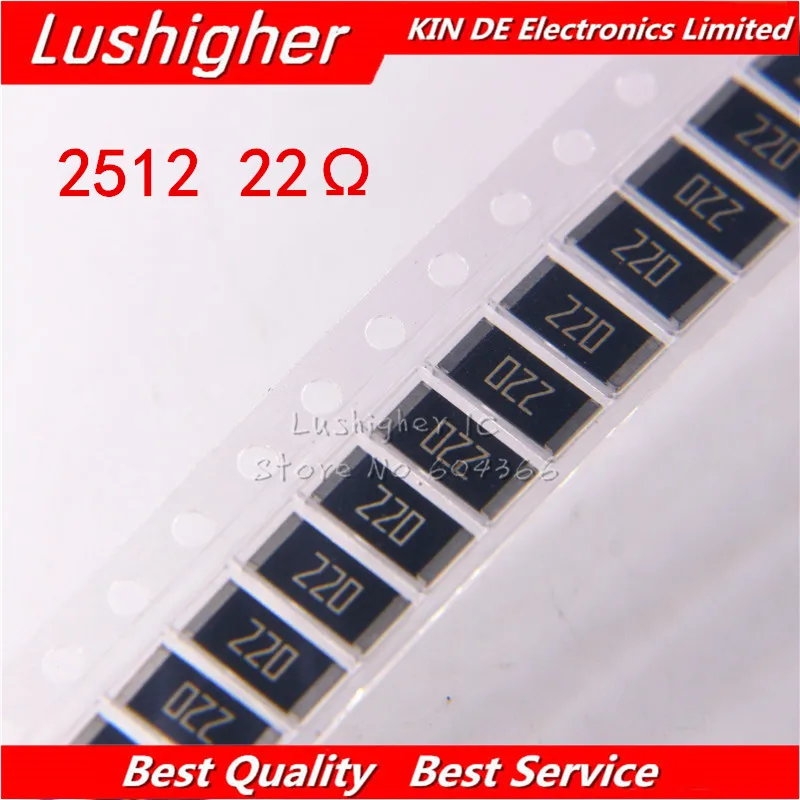 50PCS 2512 SMD 1W 5% 22R 220 22 Ohm 22ohm 220HM Resistor | Электронные компоненты и принадлежности