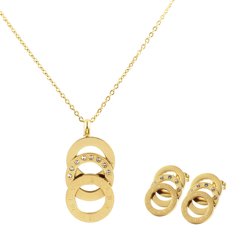 

Gold Color Fashion Round Shape Pendant Necklace AAA Cubic Zirconia Roman Number for Women Jewelry Accessorise Girls Gift