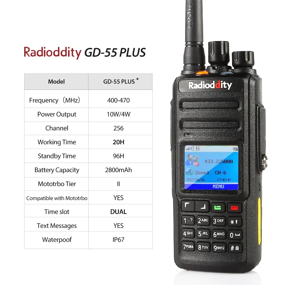 Рация Radioddity с 2 антеннами рация UHF 400 470 МГц 10 Вт цифровой/аналоговый радиоприемник