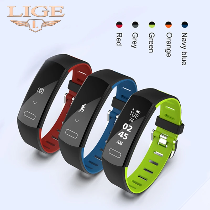 

LIGE 2019 New Smart Watch Men Pedometer Heart Rate Monitor Fitness Tracker Sports Smart Bracelet Smart Band for Android IOS +Box
