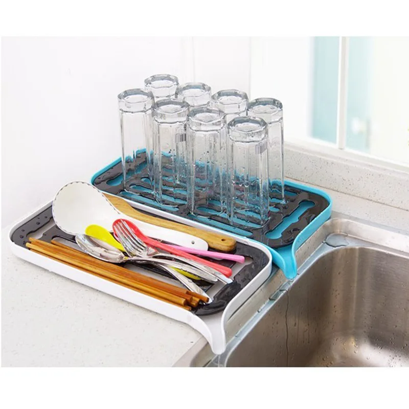 Multifunctional Double Layer Kitchen Drain Shelf Sink Draining Rack Tray Dish Bowl Storage