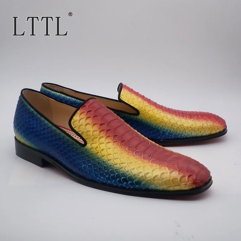 Red Gold Blue Mixed Colors Loafers Men Fashion Handmade Fish-scale Patterns Dress shoes Mens Slippers Red Bottom Flats Size 47 Red Gold Blue Mixed Colors Loafers Men Fashion Handmade Fish-scale Patterns Dress shoes Mens Slippers Red Bottom Flats Size 47