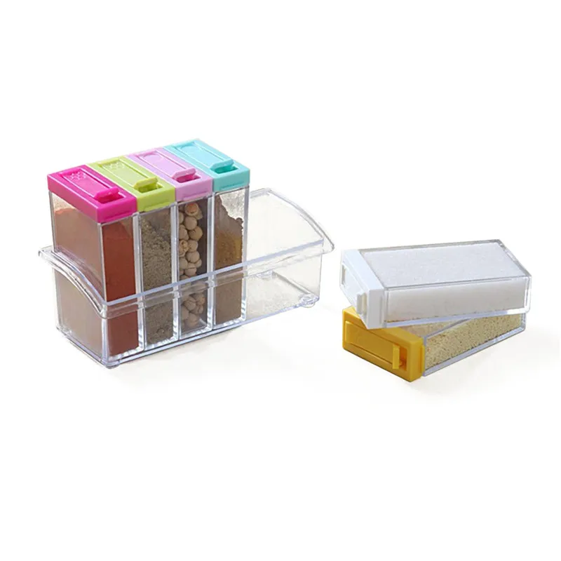 

6 pcs / set Spice jar Spice jar, kitchen Condiment bottle Storage container & tray, Transparent salt storage box Kitchen acces