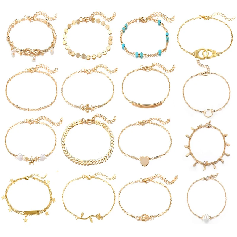 

Summer beach foot ornaments 16 styles combination of high-grade set anklet summer lady anklet