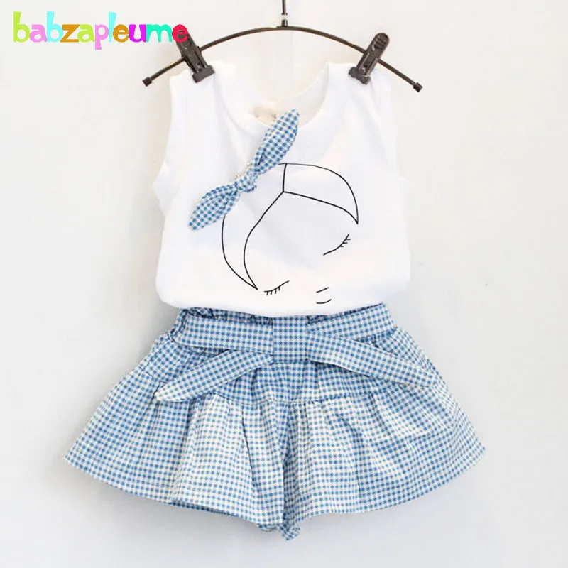 Summer Baby Girls Clothes Toddler Clothing Vest+Shorts 2PCS set Children Girls Costume 0-7Year Infant Outfits kidswear BC1152