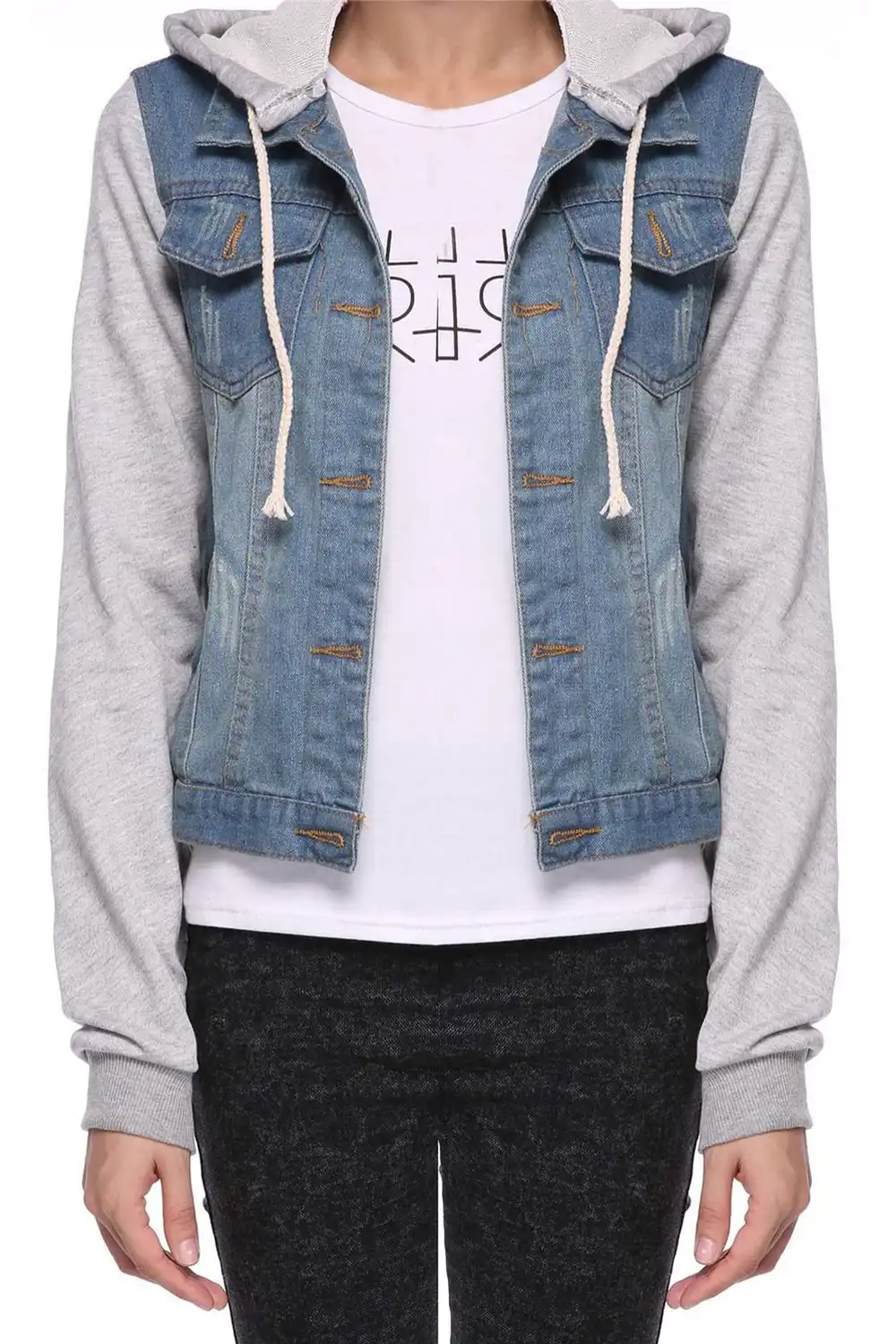 womens denim hoodie