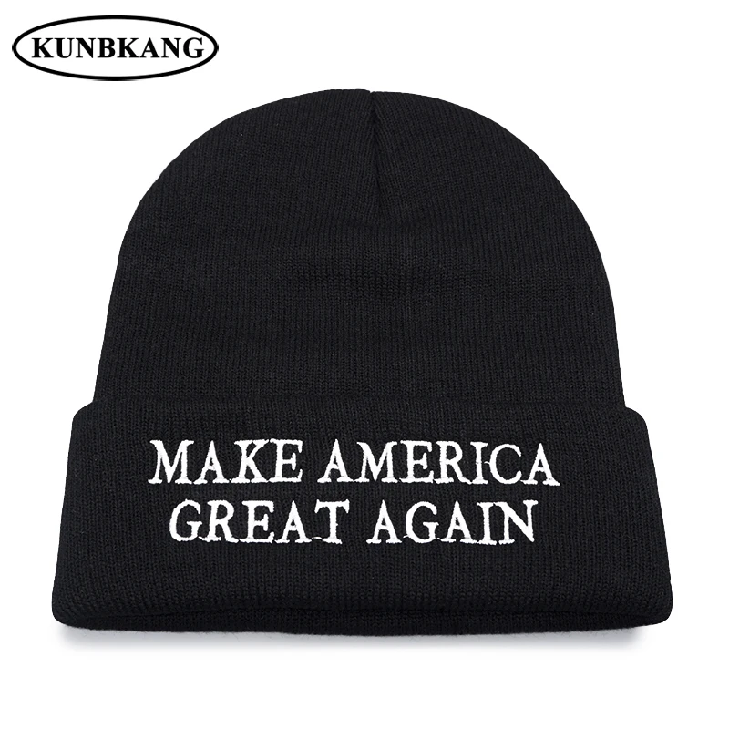 Winter Warm Trump Knitted Hat Letters Make America Great Again Skullies