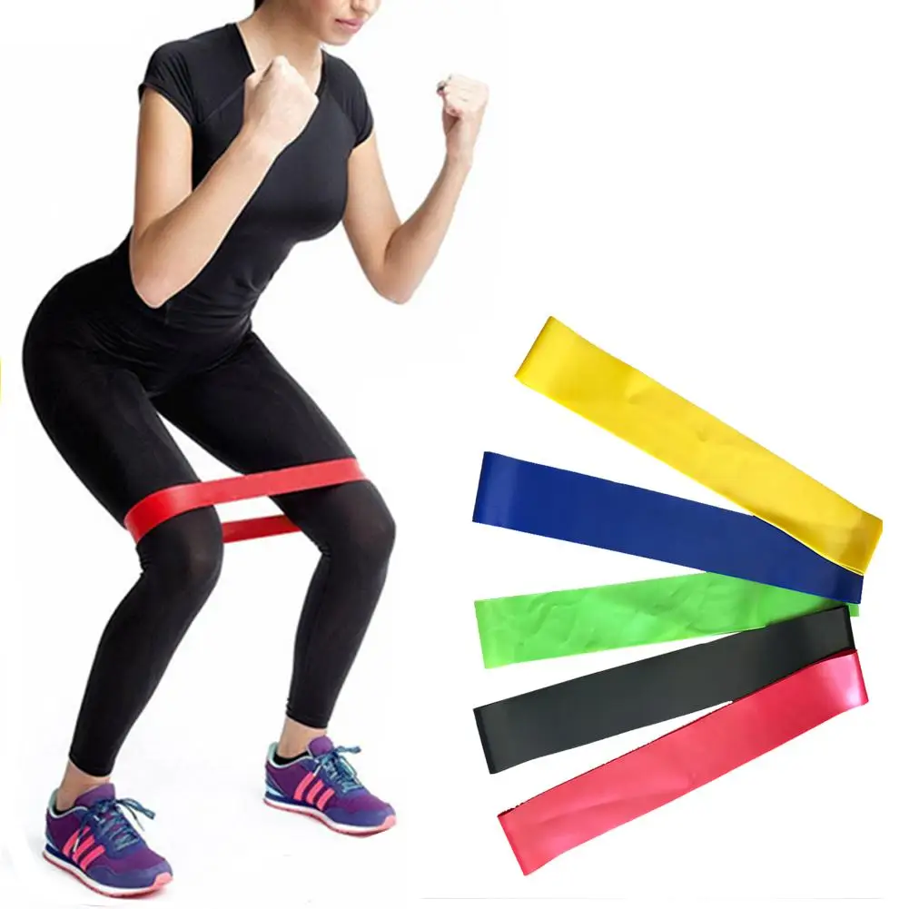 

5Pcs/Set 600x76mm Yoga Resistance Loop Mini Elastic Band with Carry Bag Home Workout Pilates Yoga Rehab Physical Therapy