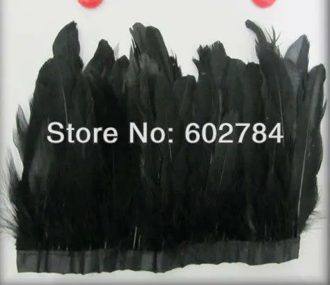 

Free Shipping 2meters 4-6" black geese feather trim / trimming / fringe dyed goose feather ribbon Duck feather fringe