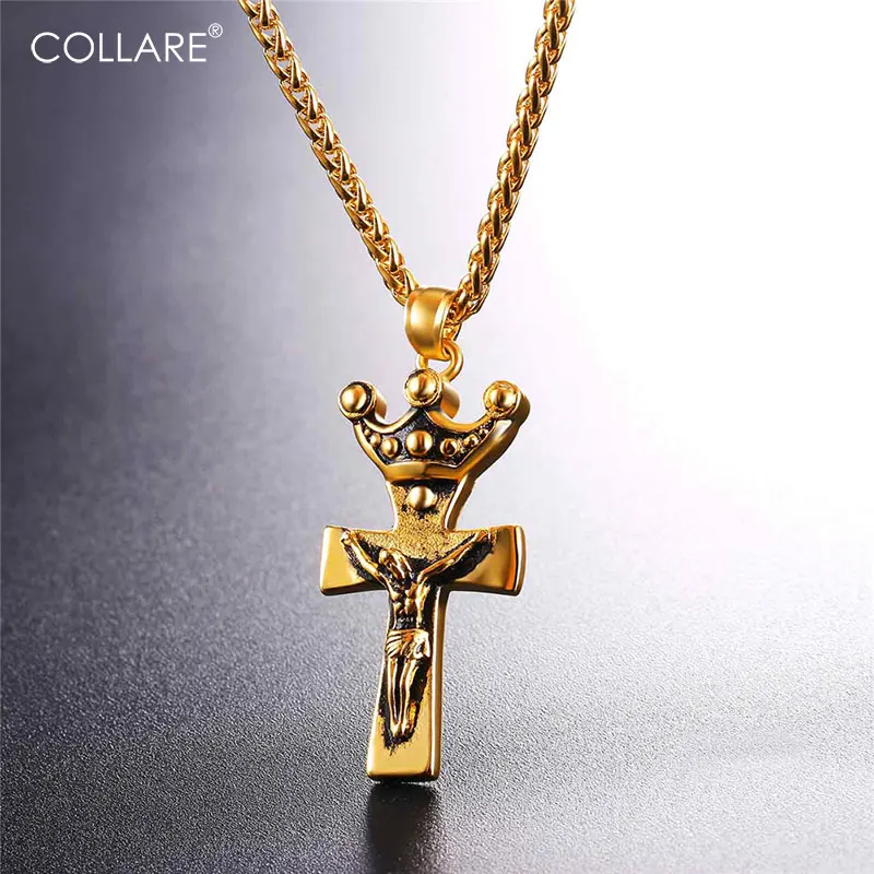 Buy Collare Crown Jesus INRI Cross Pendant Gold/Black