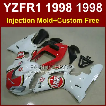 

F64D LUCKY strike fairings kit for YAMAHA YZF R1 YZF1000 98 99 R1 custom fairing set YZF R1 1998 1999 white body parts GFYR