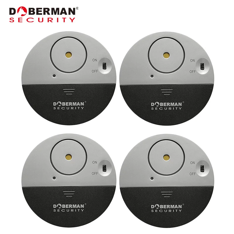 

Value Pack 4pcs Doberman Security Sensor Detector Door Window Vibration Alarm for Warning Burglars Intruder Home Security Alarm