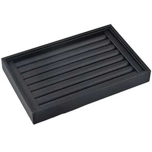 

Black PU leather 7 Slots Ring Earrings Trays Showcase Display Jewelry Organizer