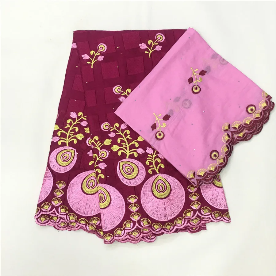

Latest wedding/party African cotton lace fabric matching 2Y Swiss voile lace fabric for dress FTCV1(5y+2y)