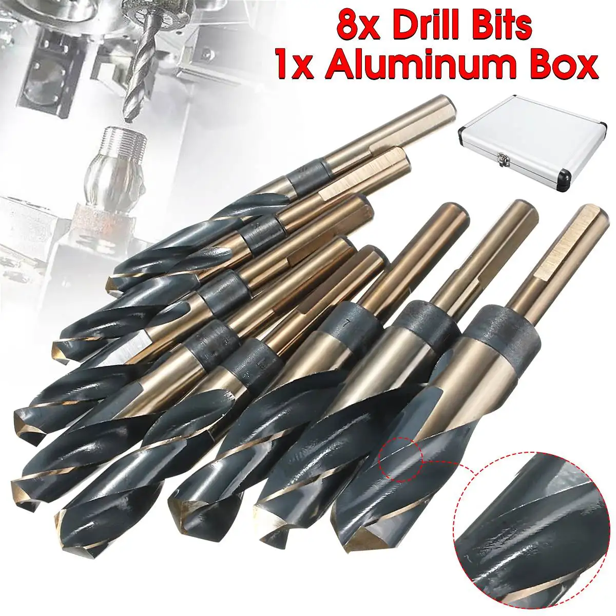 

8PC HSS Cobalt Silver Deming Drill Bits Set