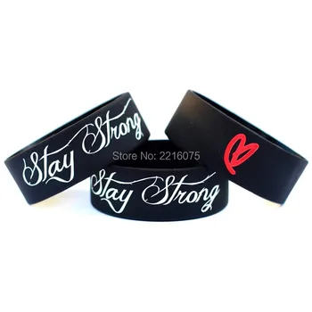 

300pcs one inch Stay Strong with Red Heart Tattoo Design wristband silicone bracelets free shipping by DHL express