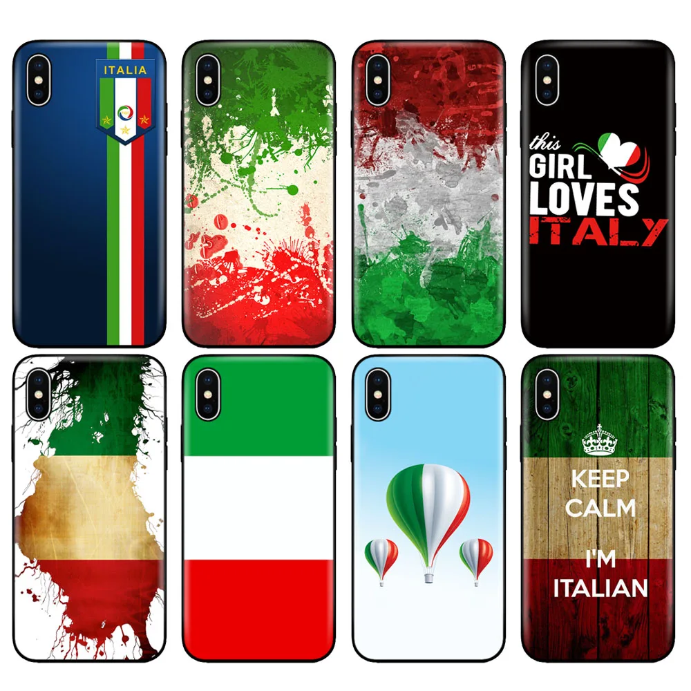 Custodia In Tpu Nero Per Iphone 5 5S Se 6 6S 7 8 Plus X 10 Custodia In Silicone Per Iphone Xr Xs 11 Pro Max Custodia Bandiera Italiana