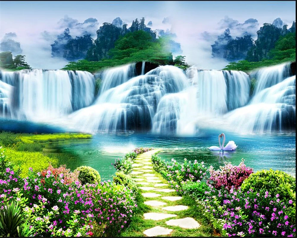 Gambar Ilustrasi Pemandangan Air Terjun Iluszi