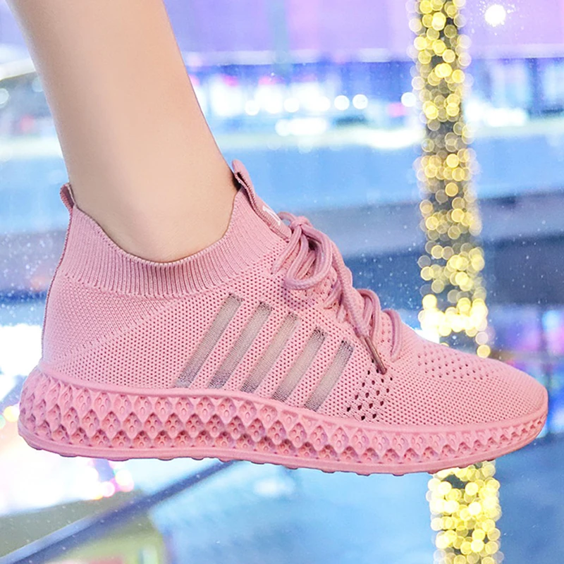 

2019 Fashion Women Tennis Shoes Breathable Hollow Mesh Soft Sole Sock Sneakers Brand Fitness Sport Woman Footwear Tenis Feminino