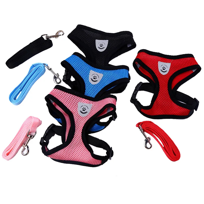 

Breathable Mesh Pet Harness and Leash Set Puppy Dog Cat Vest Harnesses Collar For Chihuahua Pug Bulldog Small Dogs Accessories