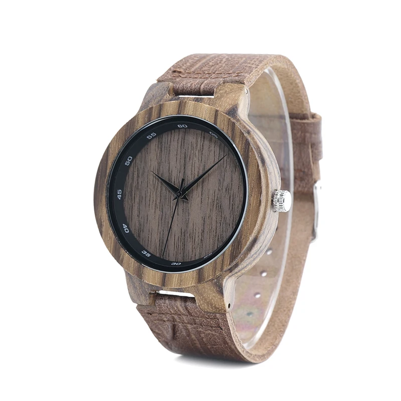 BOBO BIRD WD22 Zebra Wood Watch Men Grain Leather Band Scale Circle Brand Designer Quartz Watches for Men Women in Wooden Box