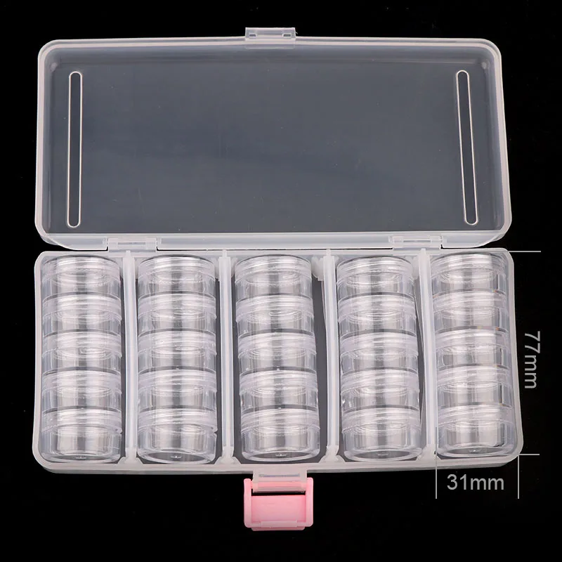Transparent Empty  case 190*95mm (With 25 Pcs Small Box)  Nail Art Tip Glitter Boxes Storage Nail Art Rhinestone Case Removable