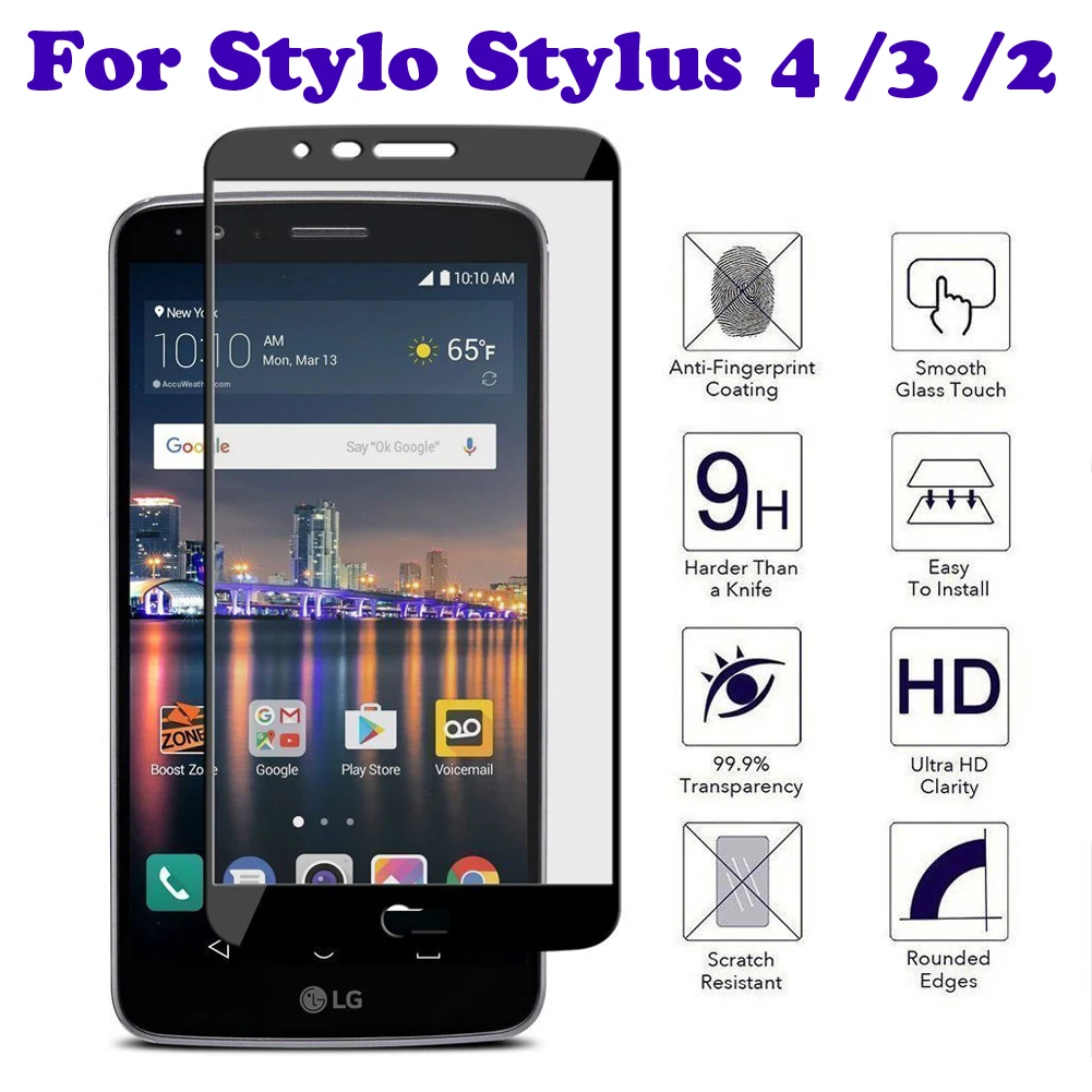 Full Cover 9H HD [ Full Glass ] For LG Stylus Stylo 4 3 2 Plus Tempered