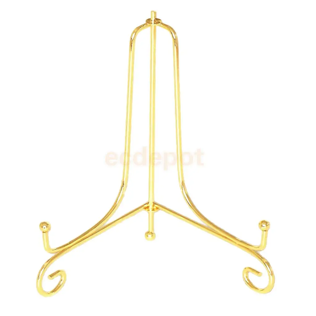 Iron Wire Display Easel China Prize Plate Holder Photo Painting Display Ledge 4-12'' Gold