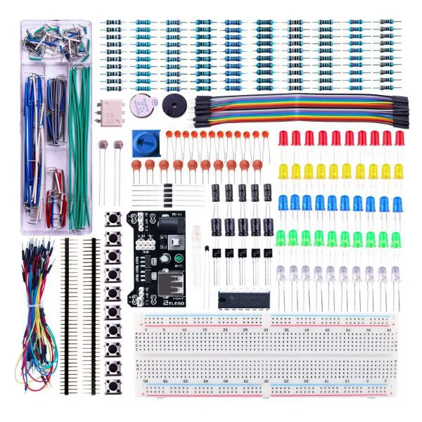 

2018 New Arrival Power Supply Module 830 Hole Breadboard Resistor Capacitor LED Kit For Arduino Beginner