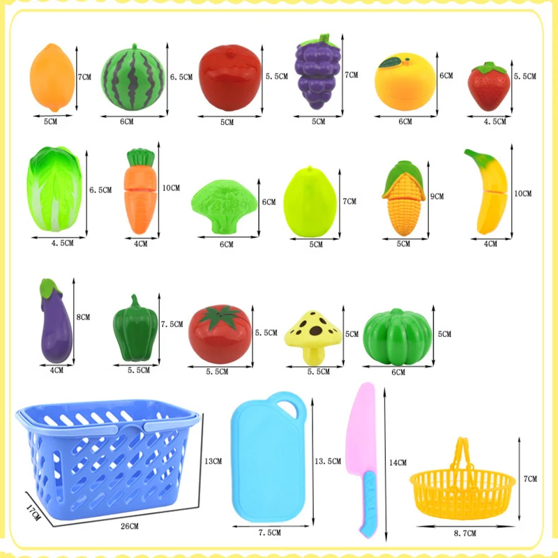 Apaffa 23 шт./компл. пластик резка фруктов и игрушечные овощи с корзиной Детские кухонные игрушки Ролевые Игры развивающие игрушки BM017