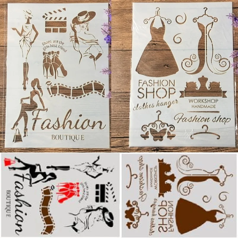 

1Pair A4 Fashion Lady Dress Film DIY Craft Layering Stencils Painting Scrapbooking Stamping Embossing Album Paper Template