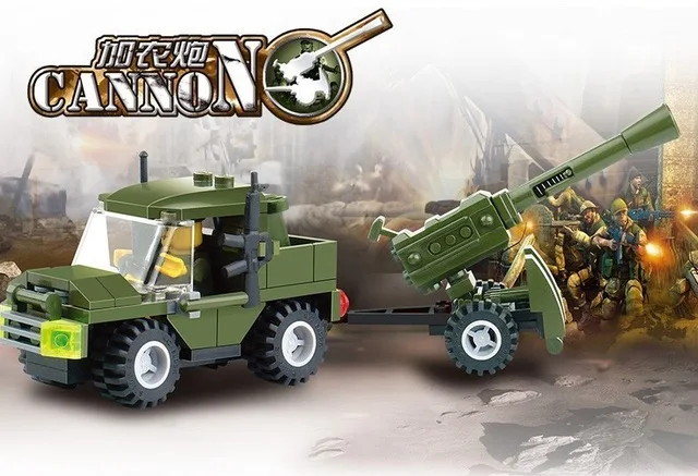 

6041 DIY 93pcs Blocks Field Armies Assemble Building Blocks Early Educational Toy Brinquedos Cannon Small Particles Brick
