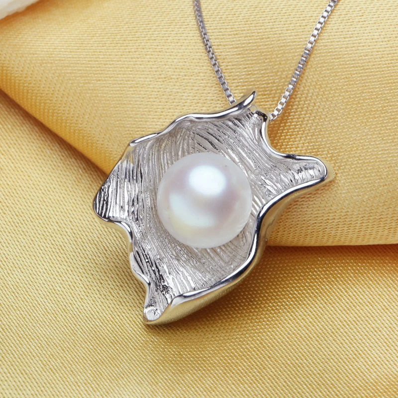 FENASY, ювелирный набор из жемчуга, натуральная цепочка с жемчужным кулоном, ожерелье из серебра 925 пробы, серьги-гвоздики для женщин, в форме раковины