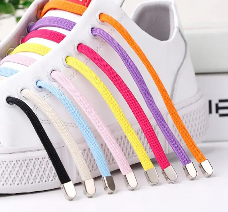 Fashion 100cm Flat High Elastic Lazy Shoelace Silicone Shoelace Both For Child and Adult