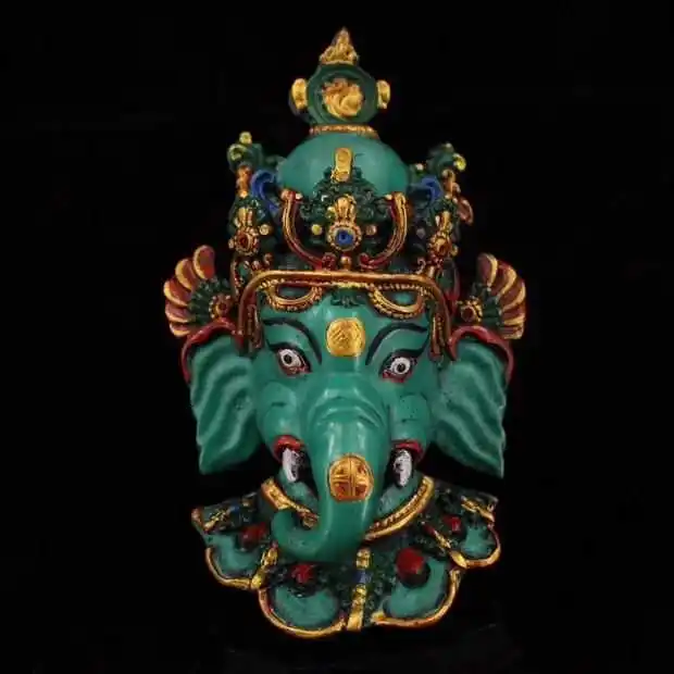 

Nepal collected handmade colored drawing Sri Ganesh Lacquerware hung statue,for guard house, exorcise evil spirits