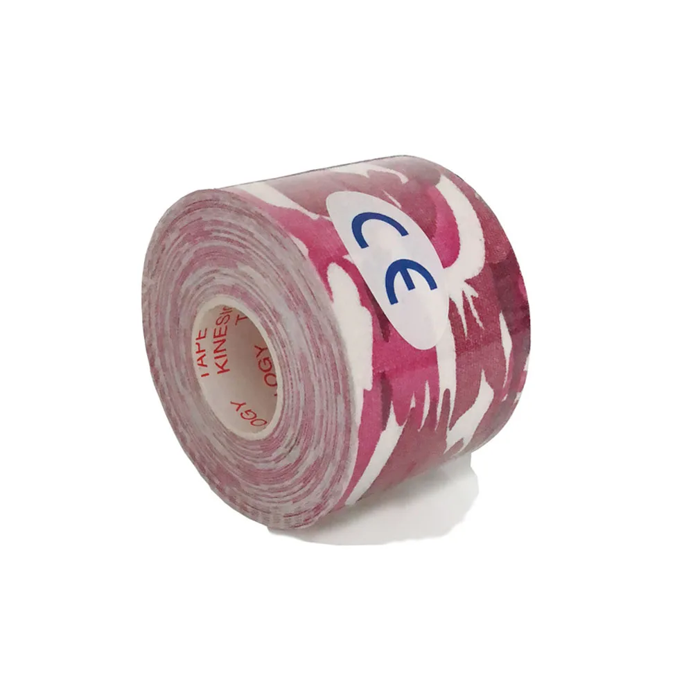 11 цветов кинезиологическая лента эластичная рулон повязка для мышц эластичный клейкий хлопковый повреждение ранение мышечная наклейка для теннис баскетбол - Цвет: Pink Camouflage