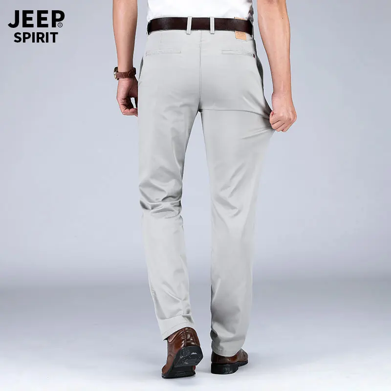 2019 Summer Autumn JEEP Brand Casual Suit Pants Straight Style Lyocell Men's Casual Mid Waist Cotton Pants Fashion Trousers (12)
