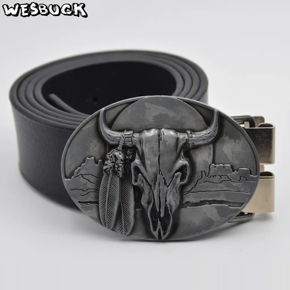 Wesbuck Brand большая голова быка с ремешком с пряжкой - Цвет: buckle and belt