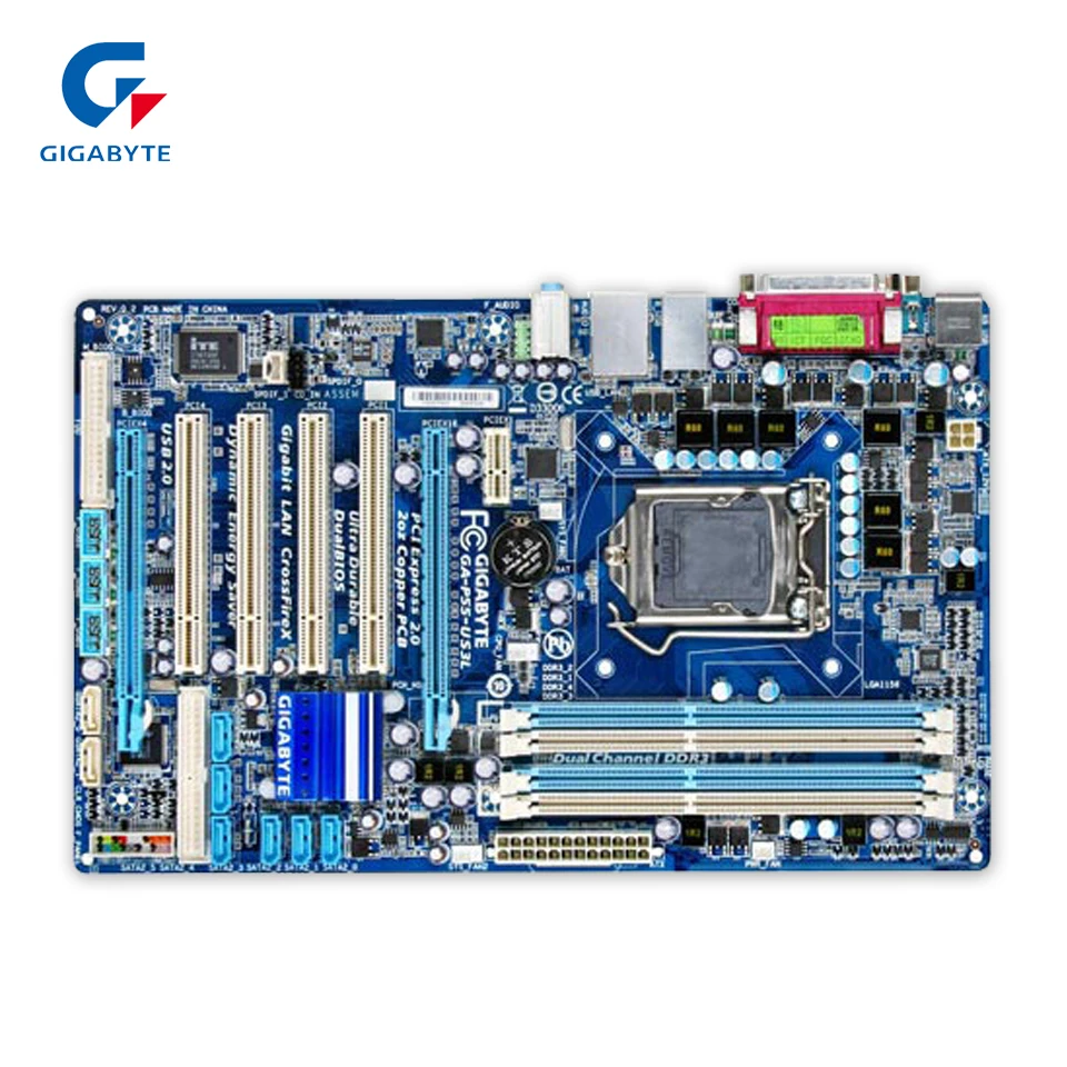 

Gigabyte GA-P55-US3L Desktop Motherboard P55-US3L H55 LGA 1156 Core i7 i5 i3 DDR3 16G SATA3 USB2.0 ATX