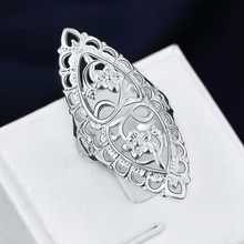 Women S Large Silver Flower Rings Love For Women Vintage Big Artificial Flowers Jewelry Engagement Ring