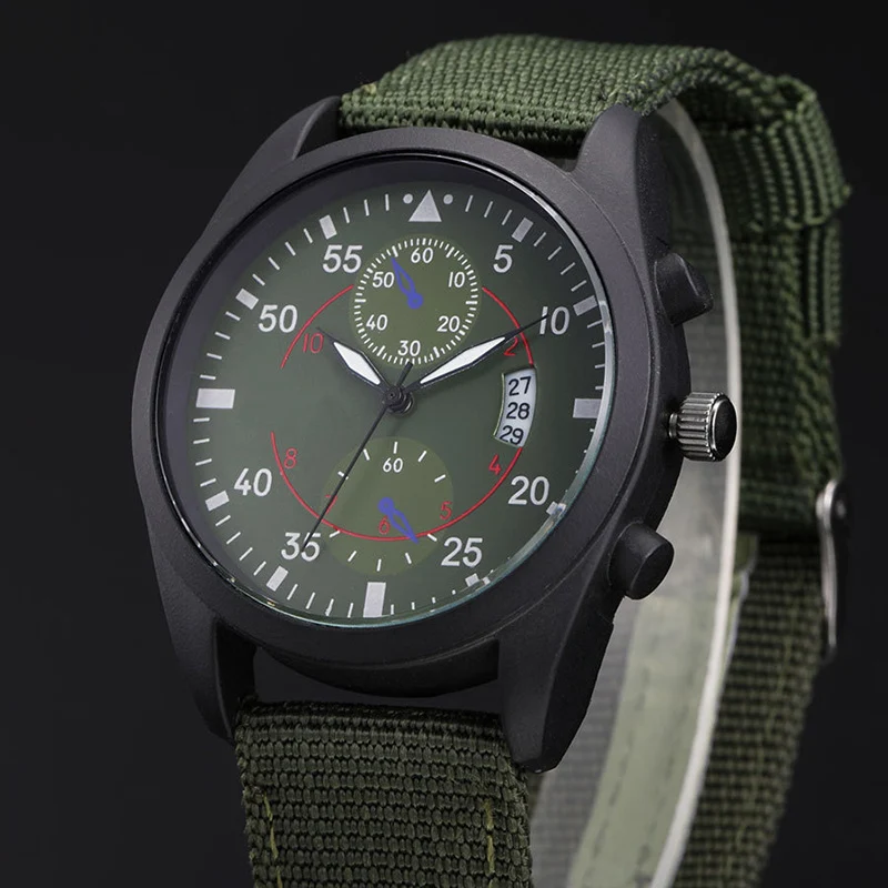 

Cool Gift Casual Waterproof Men Watch Army Chronometer Quartz Canvas Calendar Men Watches Wristwatch For Lover LL