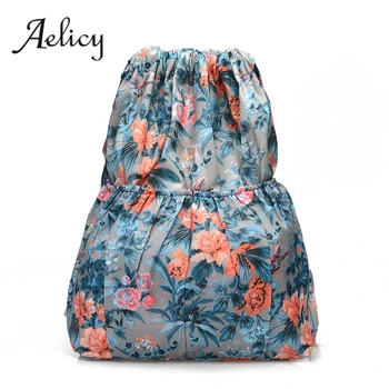 

Aelicy Women's Fashion Floral Print Drawstring Backpacks Large Capacity Mens Travel Casual Waterproof Folding Gourd Bags